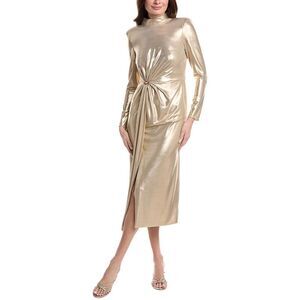 Carla Ruiz Womens  Gathered Front Midi Dress, Gold